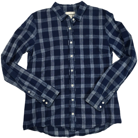 J. Crew Tops - J. Crew Boy Shirt Plaid Woven Button Down, sz 4